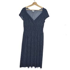 Worthington | Stretch Polka-dot Shirred Waist Cap Sleeve Dress